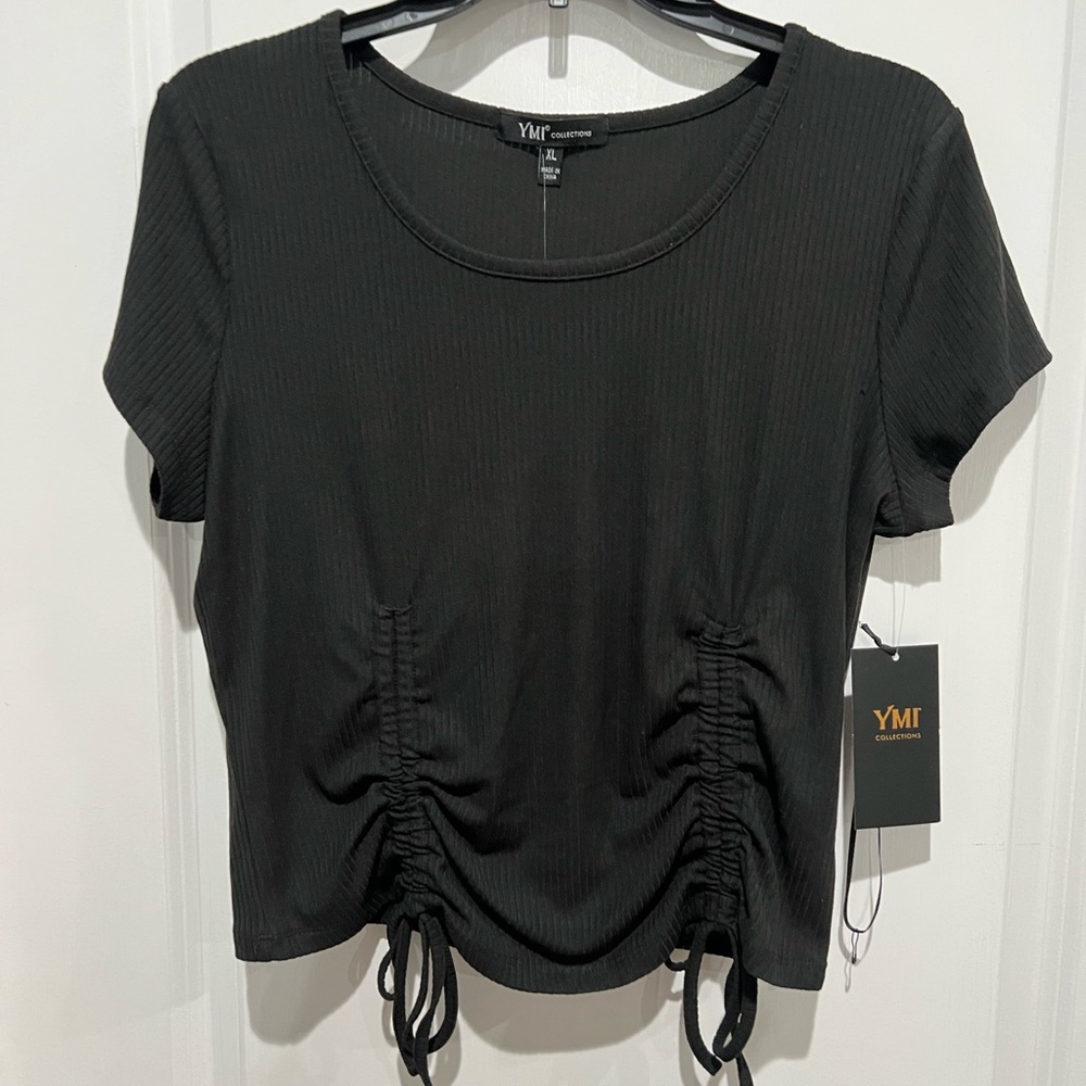 YMI Collections Double Tie Front Shirt, Sz XL